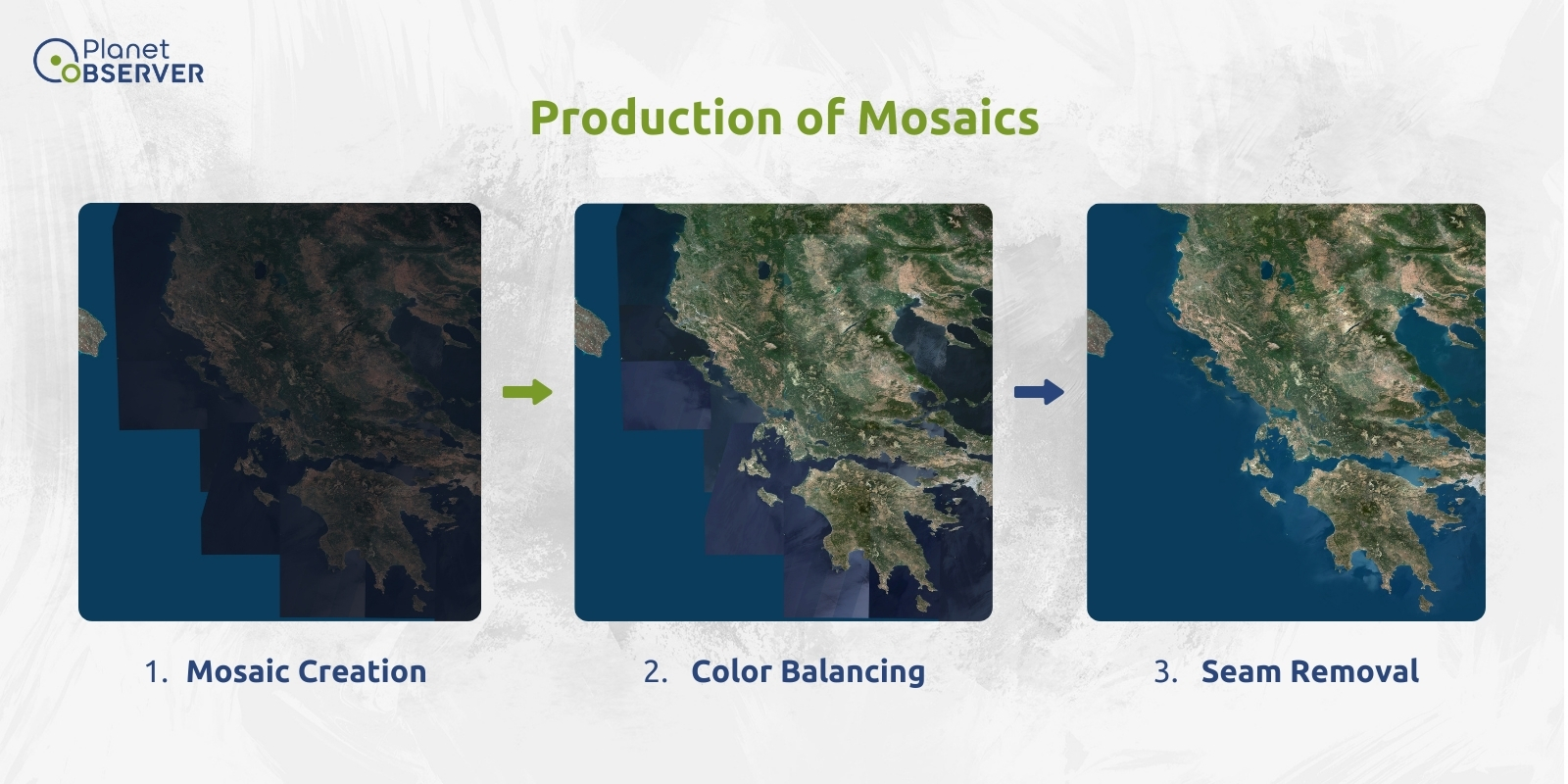 PlanetSAT Capabilities production of Image Mosaic, Grece