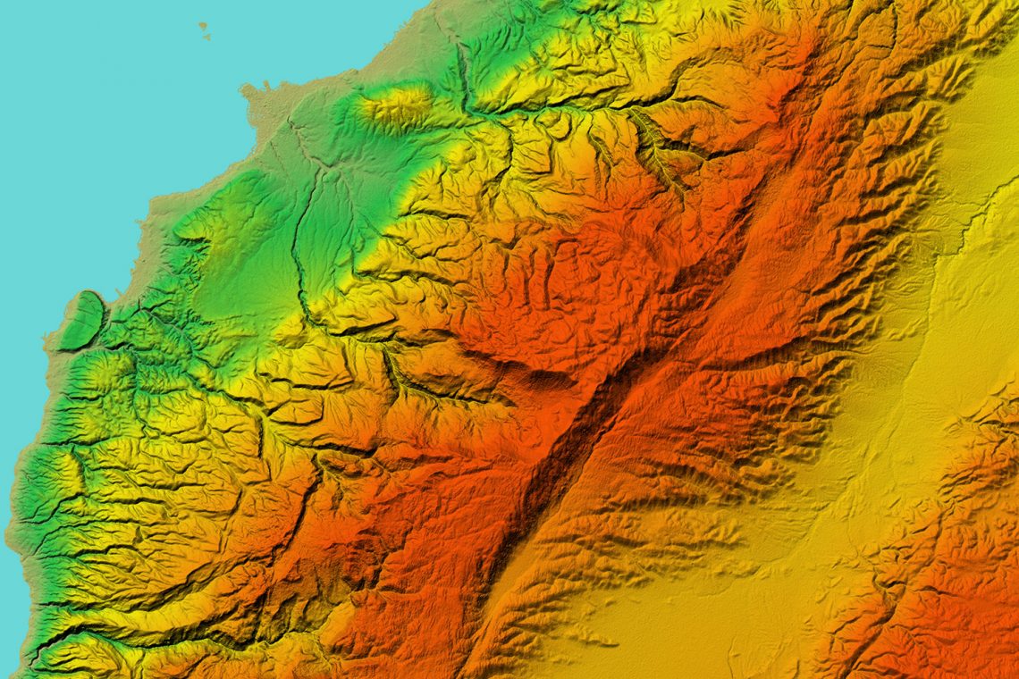 PlanetDEM elevation data of Mount Lebanon
